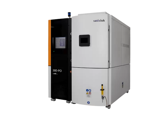 Large industrial equipment cabinet with display panel and closed compartments on wheels