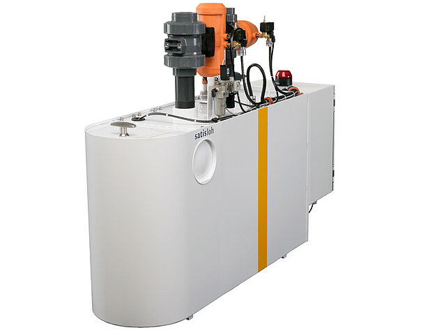 Compact industrial laboratory unit with white housing, motor, and mounted control components.