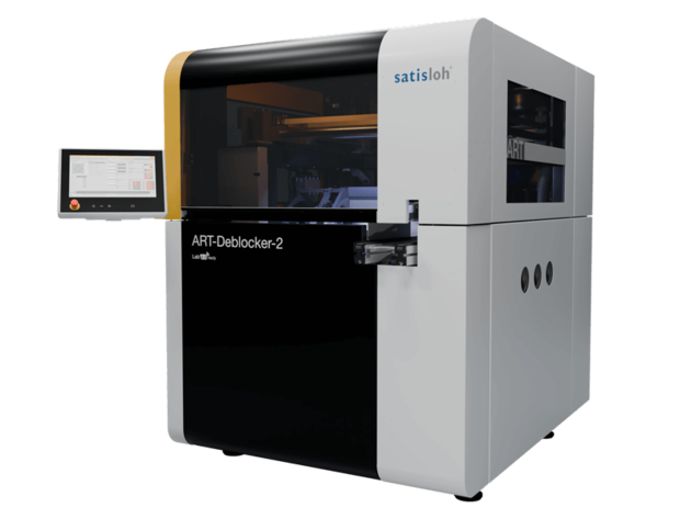 Automated industrial machine with side control monitor for precise manufacturing and inspection processes