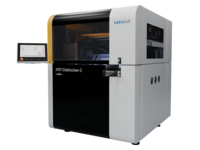 Automated industrial machine with side control monitor for precise manufacturing and inspection processes