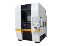 Industrial laboratory machine with enclosed chamber and integrated touchscreen control panel.