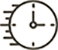 Icon of a clock with speed lines, symbolizing fast or time-efficient performance.