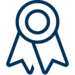 Icon of an award ribbon or certification badge