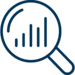 Icon of a magnifying glass with bar chart inside