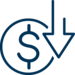 Icon of a dollar sign with downward arrow