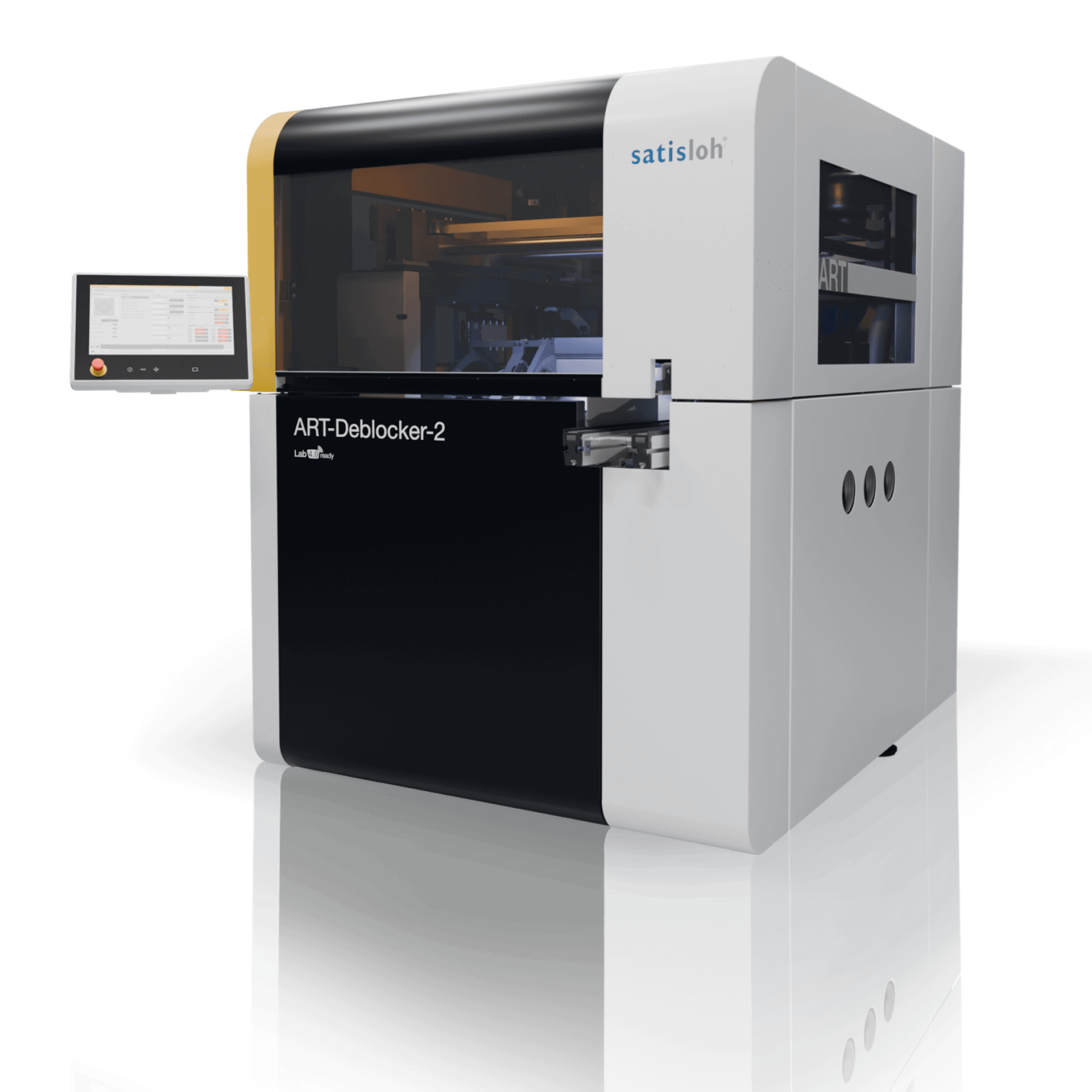 ART-Deblocker-2 Automated industrial machine with side control monitor for precise manufacturing processes.